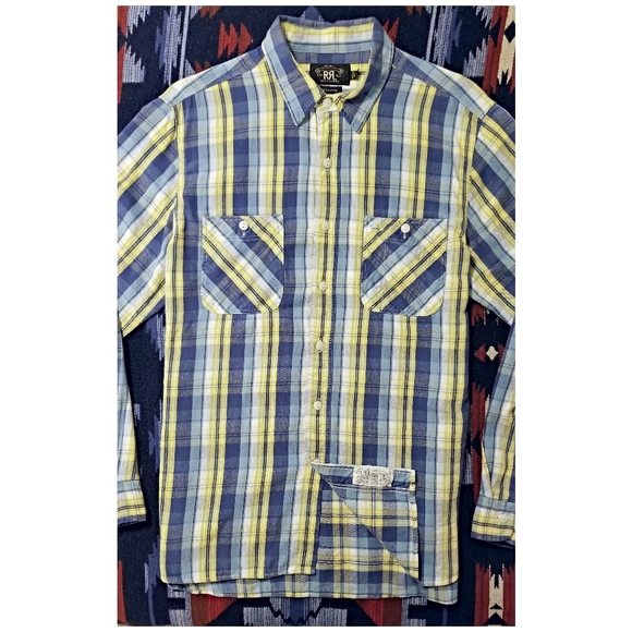 DOUBLE RL RALPH LAUREN RRL PLAID FLANNEL SHIRT- MEN'S SIZE LARGE - Picture 3 of 9